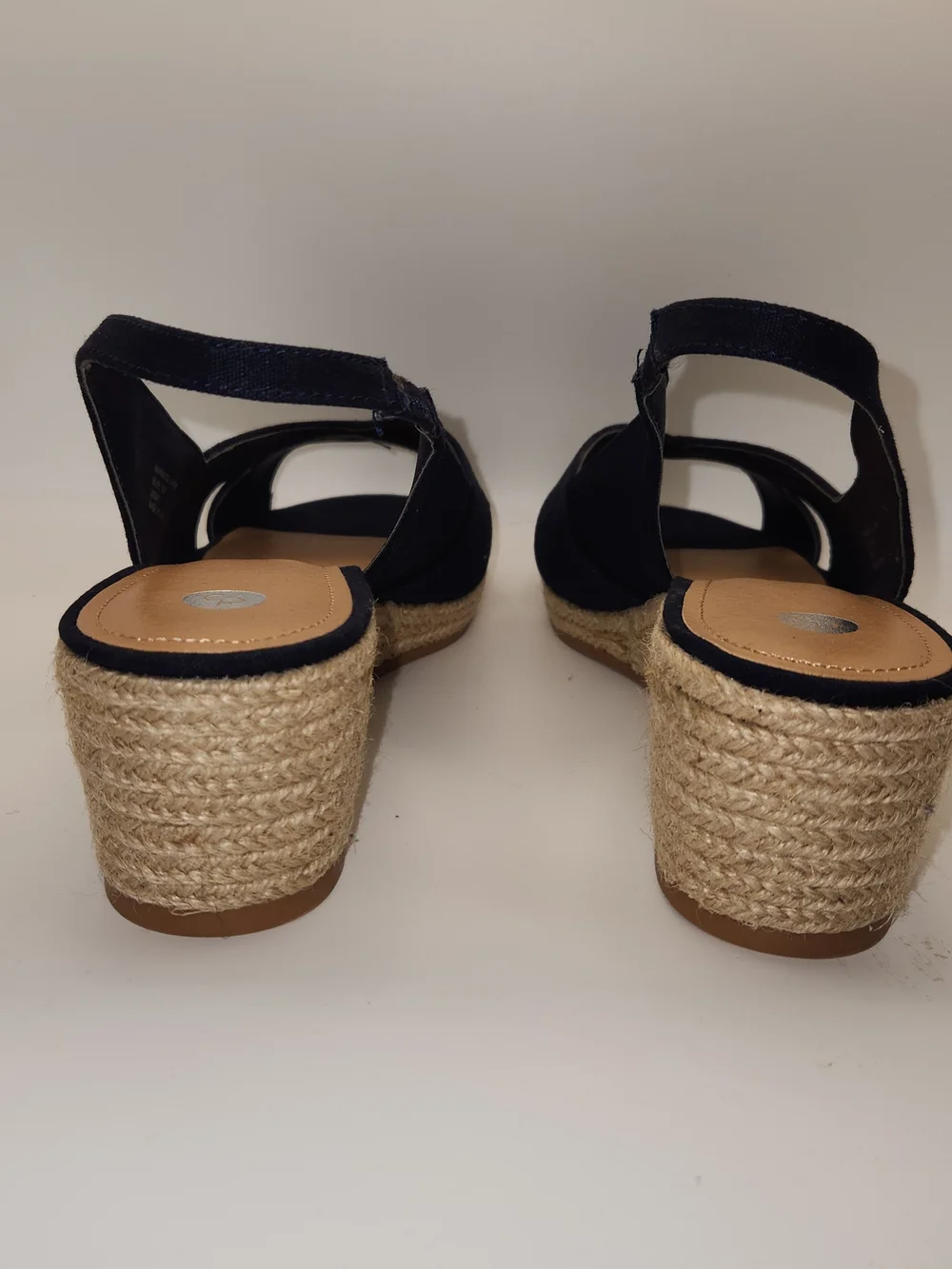 Dress Barn Navy Cross-Front Slingback Espadrille Wedges